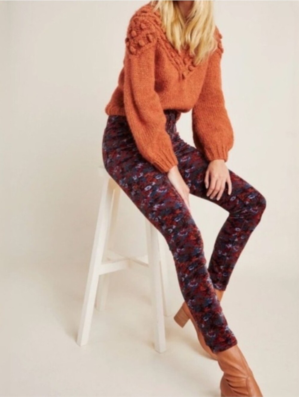 Pilcro And The Letterpress By Anthropologie Floral Corduroy High Rise Slim Pants